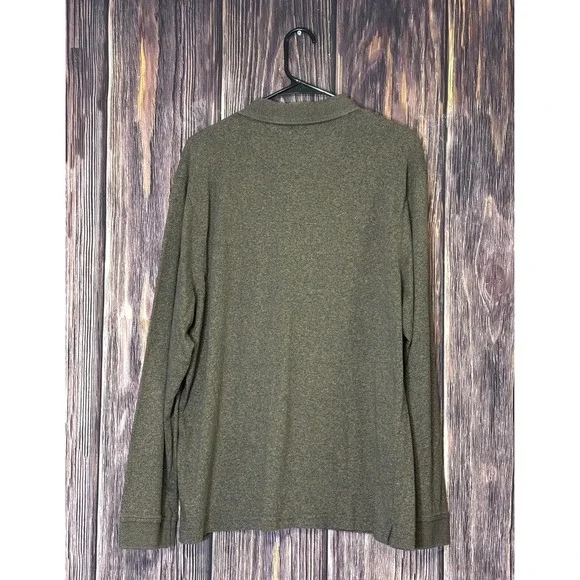 Tasso Elba Polo Shirt Mens XL Brown Heathered Long Sleeve Casual Comfort - Picture 2 of 14